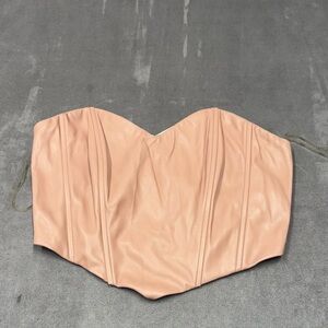 BLASHE Peach light pink Strapless Bustier Top faux leather women’s size s